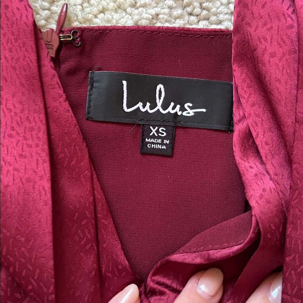 Lulus Just a Dash Burgundy Satin High Low dress - Picture 7 of 9